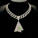 Personalized Hip-hop Full Diamond Paper Airplane Pendant Necklace, Cuban Chain Decoration, Men's Accessories_ipsvogv.com