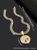Fashion Jewelry Full Diamond Round Steelers Letter Pendant Necklace Personality Hip Hop Trendy Brand Cuban Chain_ipsvogv.com