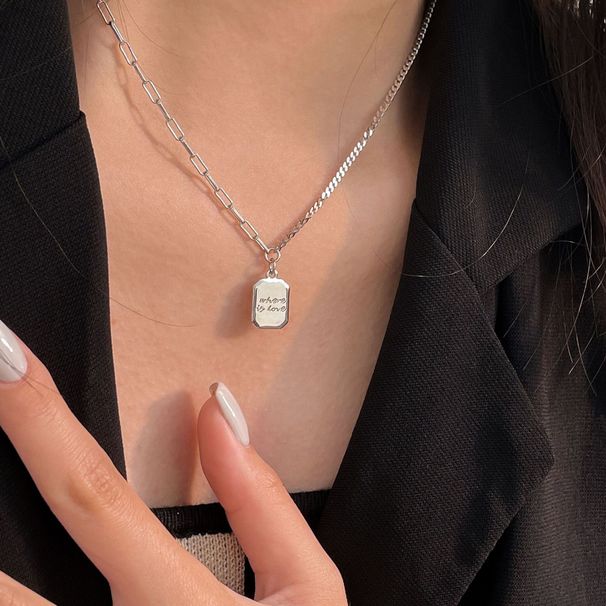 Yin Ruitai S Pure Silver Square Brand English Letter Necklace With A Female Crowd Design, Simple And Popular, Light_ipsvogv.com