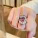 Caibao Full Diamond Pink Zircon Ring Female Ins Luxury And Luxury, Niche Temperament Finger Ring, Internet Celebrity_ipsvogv.com