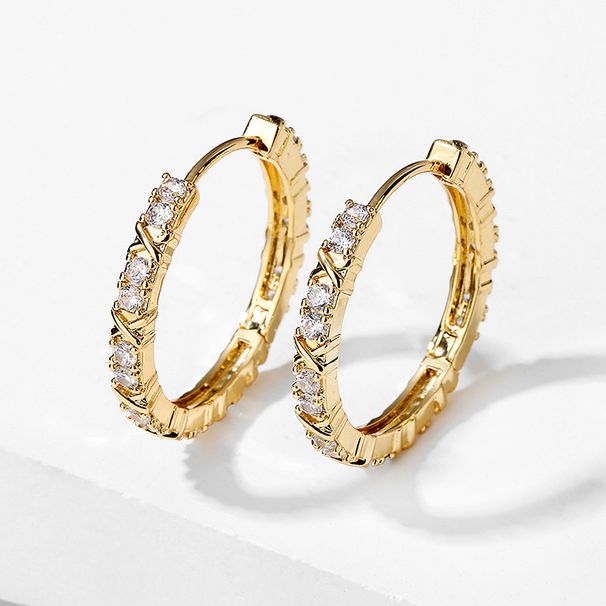 Cao Shi's Korean Version Of Fashionable Hot Selling With X-letter Cross Design Ear Buckle And Micro Inlaid Zircon_ipsvogv.com