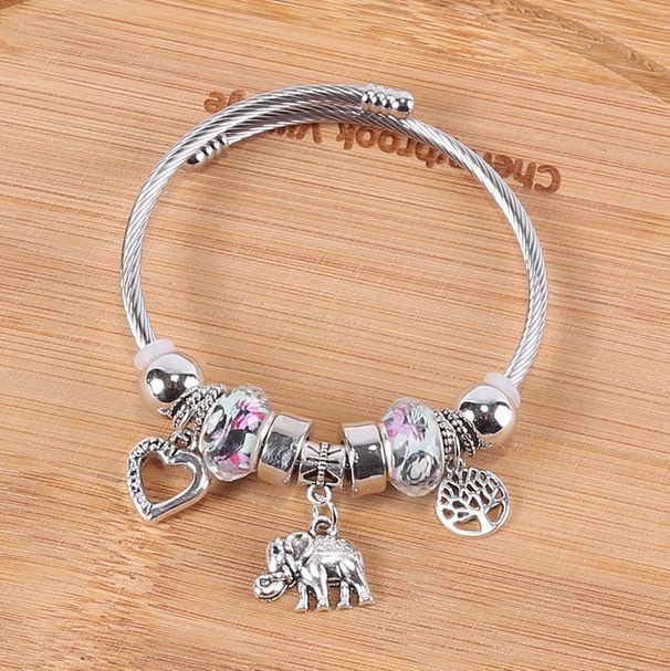 Family Fashion Style Colorful Beaded Crown Love Key Lucky Elephant Couple Student Versatile Bracelet_ipsvogv.com