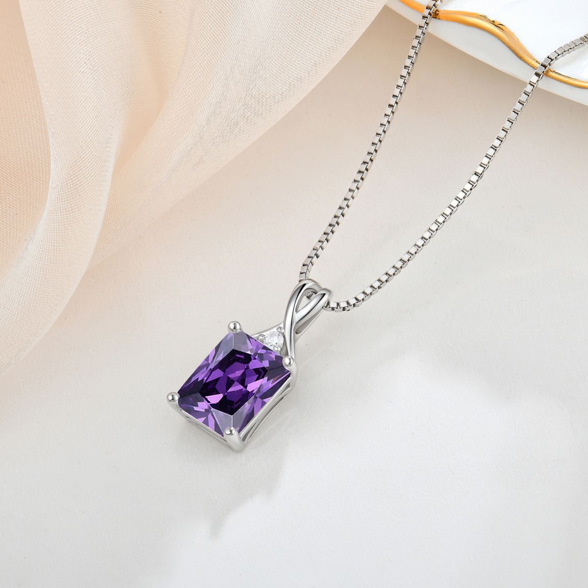 S925 silver pendant 12 birthstone necklace colored zircon clavicle chain female jewelry silver jewelry_ipsvogv.com