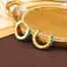 Personalized turquoise circle simple, fashionable, compact, loops, ear buckles, women's earrings, niche, high-end feel_ipsvogv.com