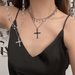 Unisex Dark Sweet Cool Design Diamond Cross Pendant Necklace Female Niche High End Multi Layered Clavicle Chain Trend_ipsvogv.com