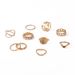 Beauty Avatar Gold Coin Geometric Pearl Ring With Hollow Cross 10 Piece Set_ipsvogv.com