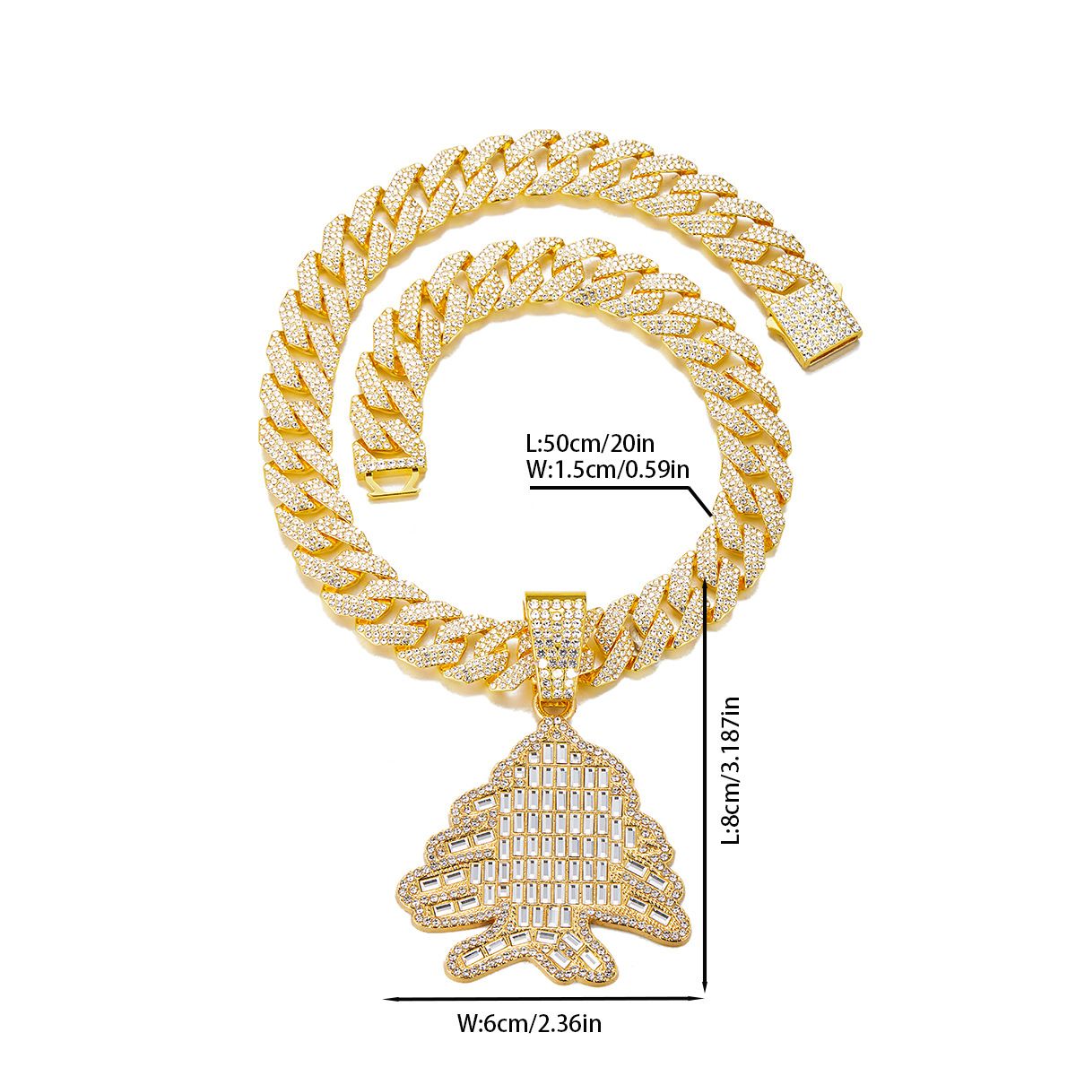 Fashion Alloy Square Rhinestone Creative Christmas Tree Pendant Hip-Hop Men's Niche Atmosphere Necklace_ipsvogv.com