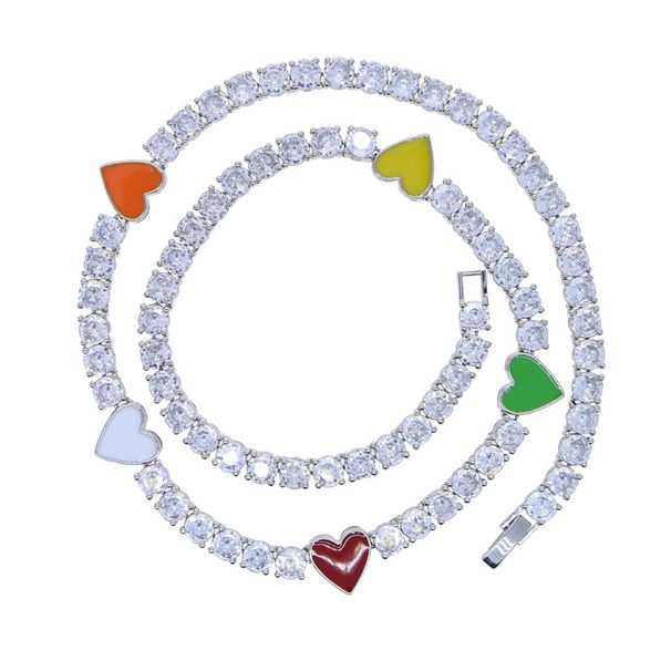 Men's Jewelry Hip Hop New Five Color Love Pendant 5mm Tennis Chain Fashion Tennis Chain Necklace Jewelry_ipsvogv.com