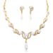 Pearl Necklace Earring Set For Women's Fashionable Temperament, Alloy Droplet Shaped Bride Dress Accessories_ipsvogv.com