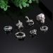 Hot Selling Jewelry Halloween Snake Shaped Skull Owl Animal Ring Set Of 7 Pieces_ipsvogv.com
