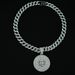 Virgo Full Diamond Round Constellation Pendant Angel's Symbol Fashion Classic Trendy Cuban Chain Necklace_ipsvogv.com