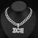 Glass Dia Letter ICE Pendant Niche Personality Cool Men's Versatile Jewelry Watch Buckle Necklace_ipsvogv.com