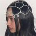 Fashion rhinestone forehead chain mesh water drop headband performance hair cap jewelry_ipsvogv.com