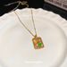 Real Gold Electroplated Zircon Geometric Wer Pendant Necklace, Fashionable Light Style Collarbone Chain,_ipsvogv.com