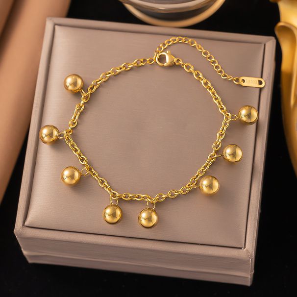 Fashionable Titanium Steel Necklace, Gold Bead Pendant, Non Fading, Niche Collarbone Chain, Women's High-end Feeling,_ipsvogv.com