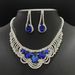 Bridal jewelry blue teardrop necklace earrings bracelet four piece set satin hot diamond evening bag suit female_ipsvogv.com