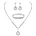 Bridal Jewelry Set With Bag For Women Zircon Drop Pendant Necklace Earrings Elastic Bracelet Wedding Party Accessories_ipsvogv.com