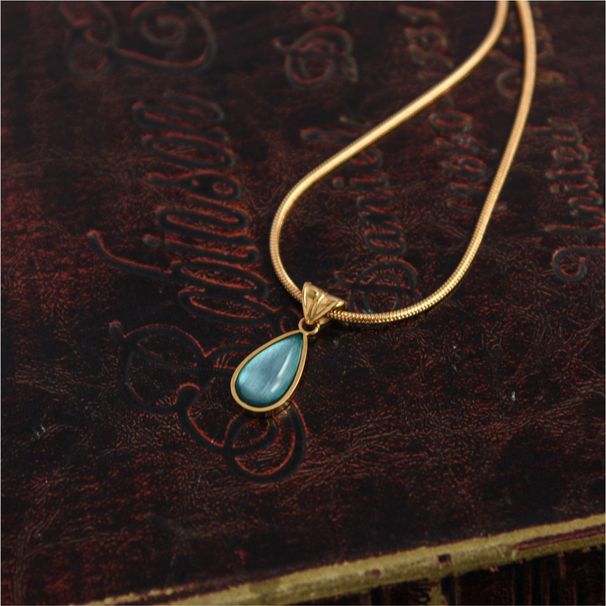 Meichen French Transparent Green Water Droplets Blue Ocean Collar Chain Fashionable And Personalized Titanium Steel Gold_ipsvogv.com