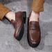 New wash vintage horse leather shoes a slip-on bean shoes men's shoes light luxury high-end straight leather shoes leather outsole_ipsvogv.com