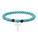 Bohemian Turquoise Beaded Bracelet Ethnic Style Cross Pendant Bracelet Turquoise Elastic Bracelet_ipsvogv.com