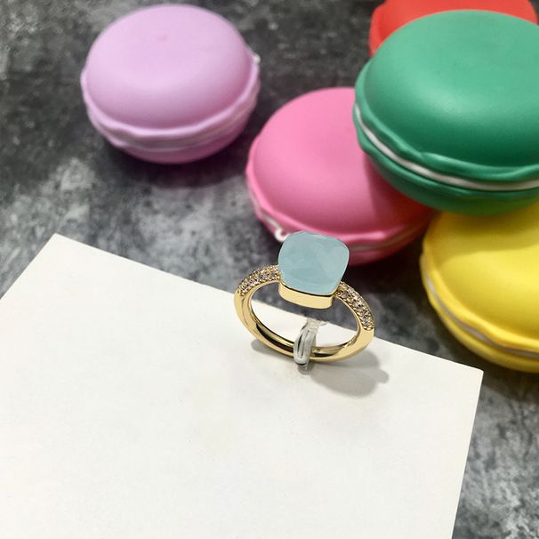 【10】 Jewelry Style Multi Cut Colored Crystal Copper Plated Gold Edge Diamond Ring_ipsvogv.com