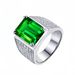 Domineering Inlaid Rectangular Blue For Men Full Diamond Cluster Business Men's Aquamarine Open Ring_ipsvogv.com