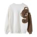Men's Clothing Factory direct sales men's autumn and winter long sleeved lamb wool embroidery flocking cute little bear loose lazy style sweater men_ipsvogv.com