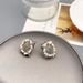 Qingdao Irregular Baroque Millet Pearl Beads Set with Transparent Crystal Earstuds Versatile Earrings_ipsvogv.com