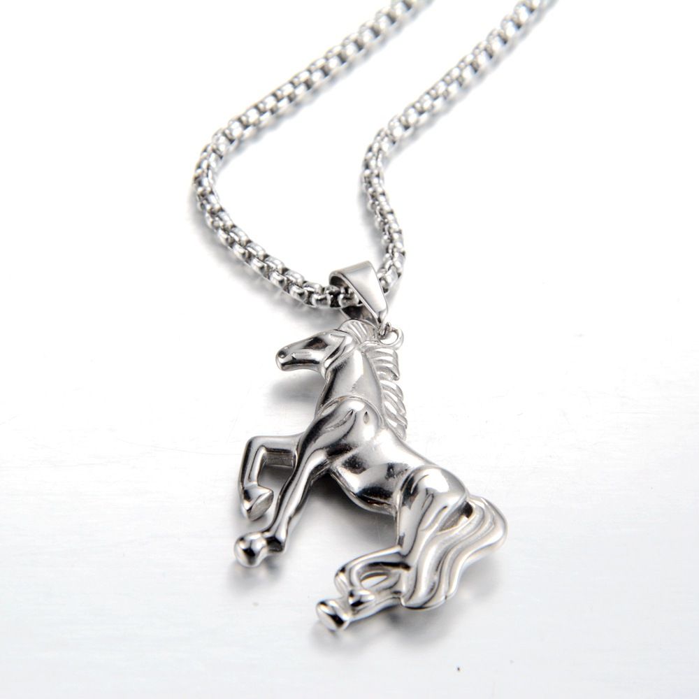 Men's Jewelry Immediate Success The Horse Pendant Necklace Leisure Fashion Chain Titanium Steel Jewelry_ipsvogv.com