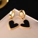 Personalized Black And White Beimu Peach Heart Titanium Steel Vacuum Plated Gold Non Fading Earrings Jewelry_ipsvogv.com