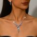 Women’s Jewelry Set Fashion Summer Evening Party Accessories Necklace New Jewelry Bridal Set Wedding Dress Full Diamond Earrings Bracelet Set Necklace_ipsvogv.com