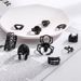 Gothic Style Ring Electrophoresis Black Adjustable Flower Skull Heart Spider Mask 10 Piece Set Of Rings_ipsvogv.com