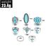 Bohemian Turquoise Flower Fried Dough Twists 8-piece Set Ring Jewelry_ipsvogv.com