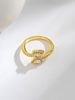 Light Luxury Serpent Series Zircon Micro Paved Copper Gold-Plated Adjustable Open Personality Ring_ipsvogv.com