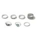 Ethnic Style Rose Blossom Turquoise Adjustable Joint Circle Ring Set Of 8 Combination Rings_ipsvogv.com
