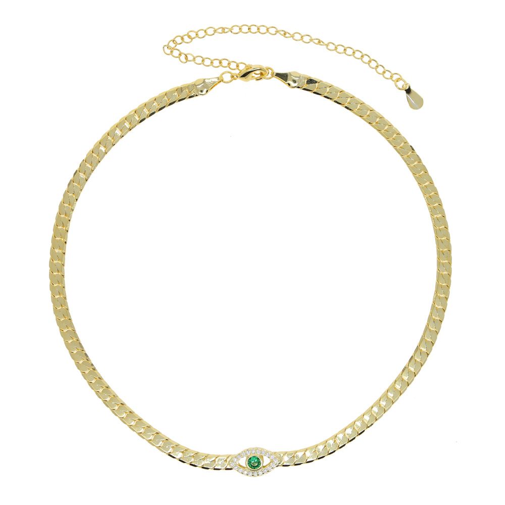 Women's Jewelry Exotic Snake Chain Choker Necklace With Blue Red Green Zircon Eye Pendant, Adjustable Length 32-42cm Ladies Choker Necklace_ipsvogv.com