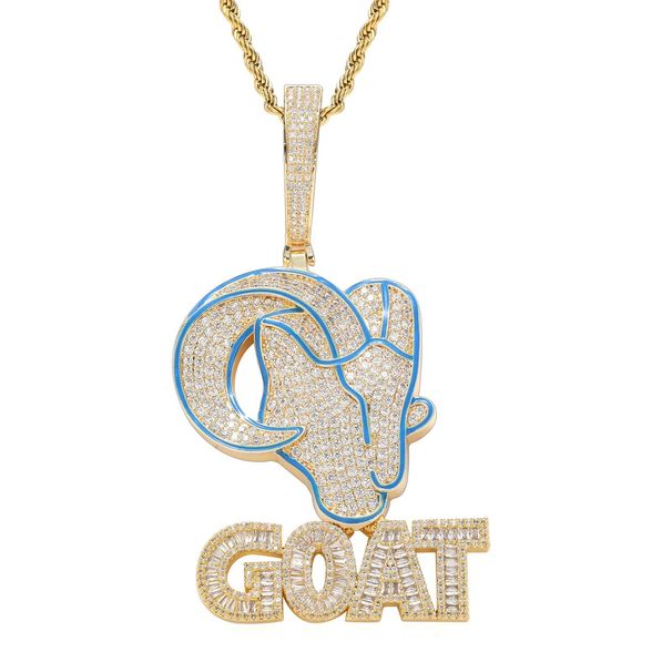 Pendants & Charms Hip Hop Goat Pendant Personalized Animal Trendsetter GOAT Letter Micro Inlaid Zircon Men's Hip Hop Pendant_ipsvogv.com