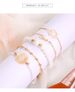 New Bracelet Hollowed Out Lotus English Letter Pendant With White Blue Beads, Five Piece Set_ipsvogv.com
