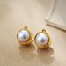 Women’s Jewelry Set Fashion Light Luxury High End Simple Versatile Gold Round Pearl Hemispherical Earrings Retro Earrings_ipsvogv.com