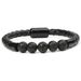New Arrival Fashion Personality Men's Stone Beaded Leather Cord Magnetic Clasp Bracelet_ipsvogv.com