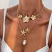 Ins Style Flower Starfish Necklace Necklaces Baroque Pearl Pendant Accessories For Women_ipsvogv.com