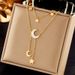 Korean double-layer stacked white shell star moon titanium steel versatile tassel clavicle chain jewelry necklace_ipsvogv.com