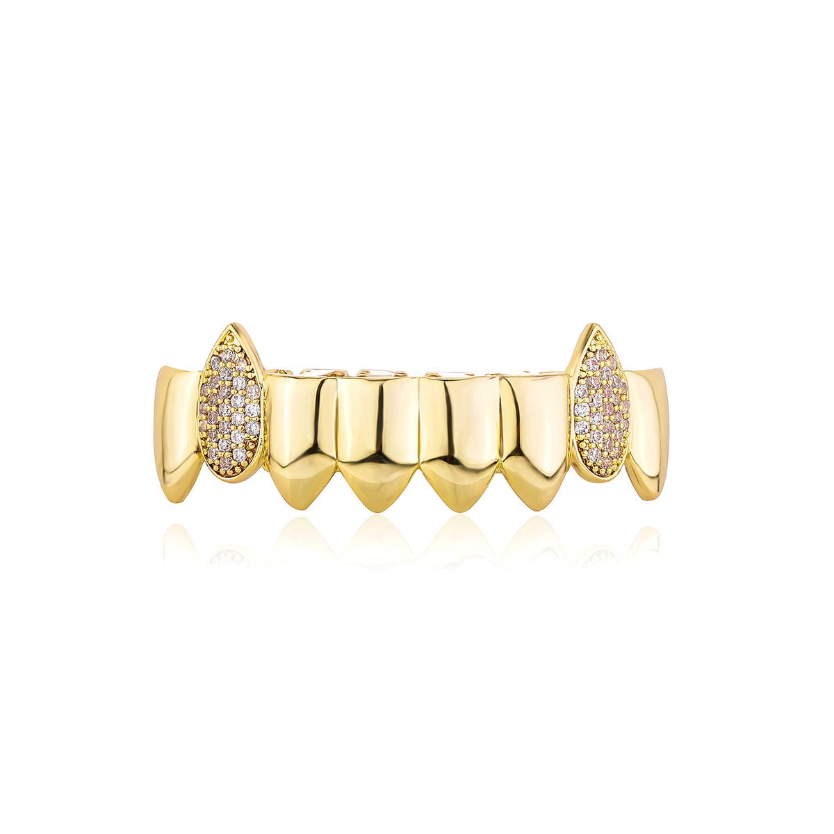 Unisex Jewelry Fashion full diamond mixed inlay vampire fangs trendy cool men decoration dentures gold braces personality accessoriesHIPHOP tooth_ipsvogv.com