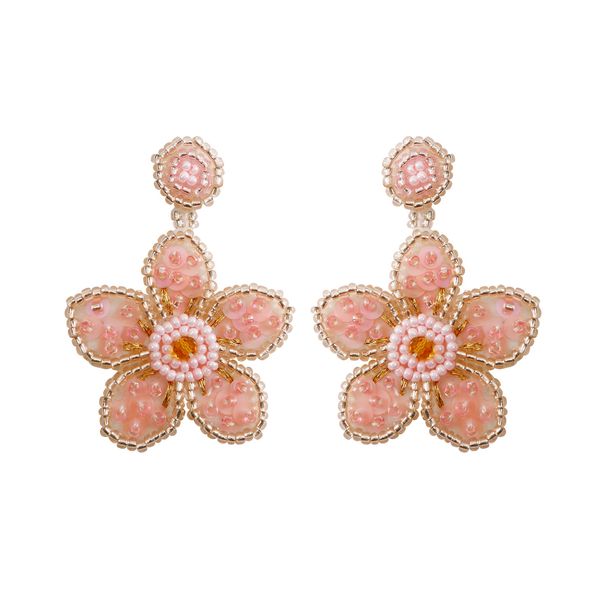Personality Exaggerated Retro Braided Rice Bead Earrings Handmade DIY Bohemian Beaded Temperament Flower Earrings_ipsvogv.com