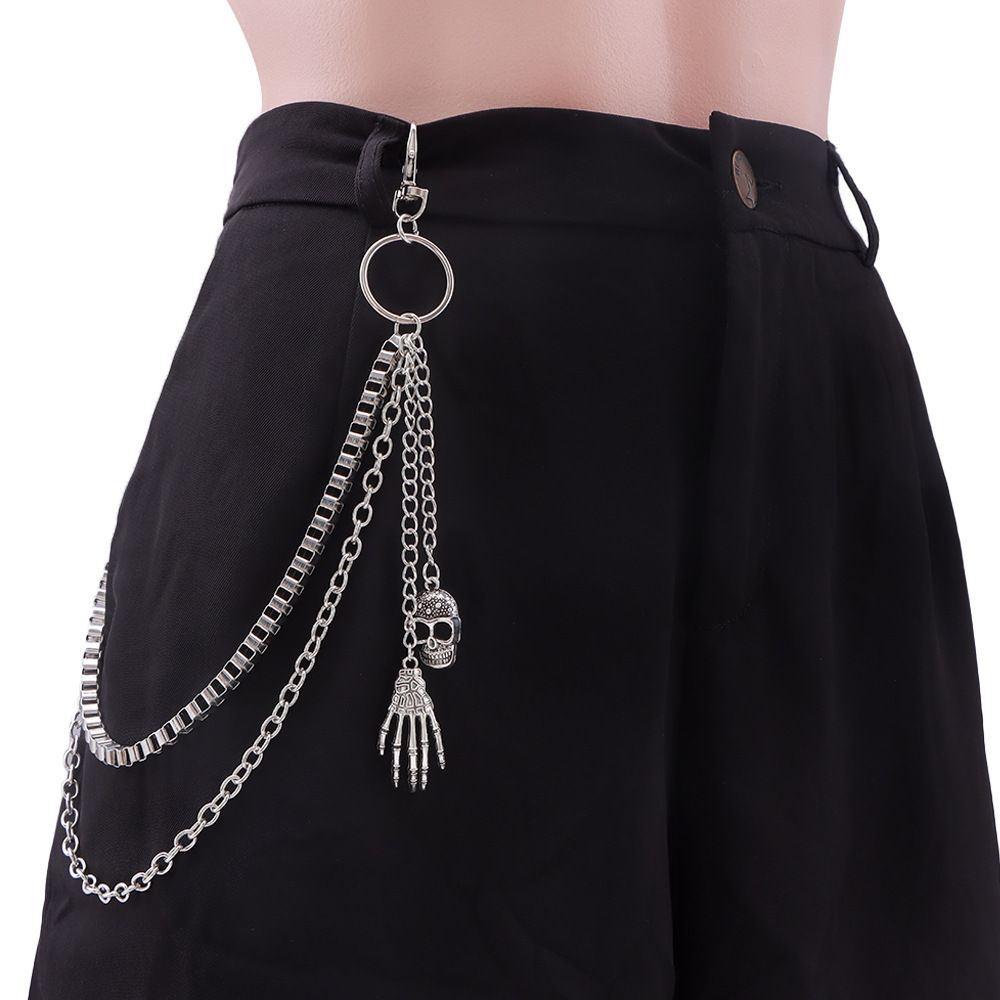 Fashion Trend Personalized Skull Ghost Hand Pendant Double Layer Heavy Metal Chain Male Female Same Style Halloween_ipsvogv.com