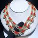 Women's Jewelry Punk Hip Hop Heart-Shaped Cuban Chain Necklace With Red Enamel And Zirconia Accents, Gold Tone_ipsvogv.com