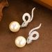 Year Of The Zodiac, Spirit Snake, Diamond Studded Pearl Earrings, Female High-end Feeling, Year's New Style Plated Gold_ipsvogv.com