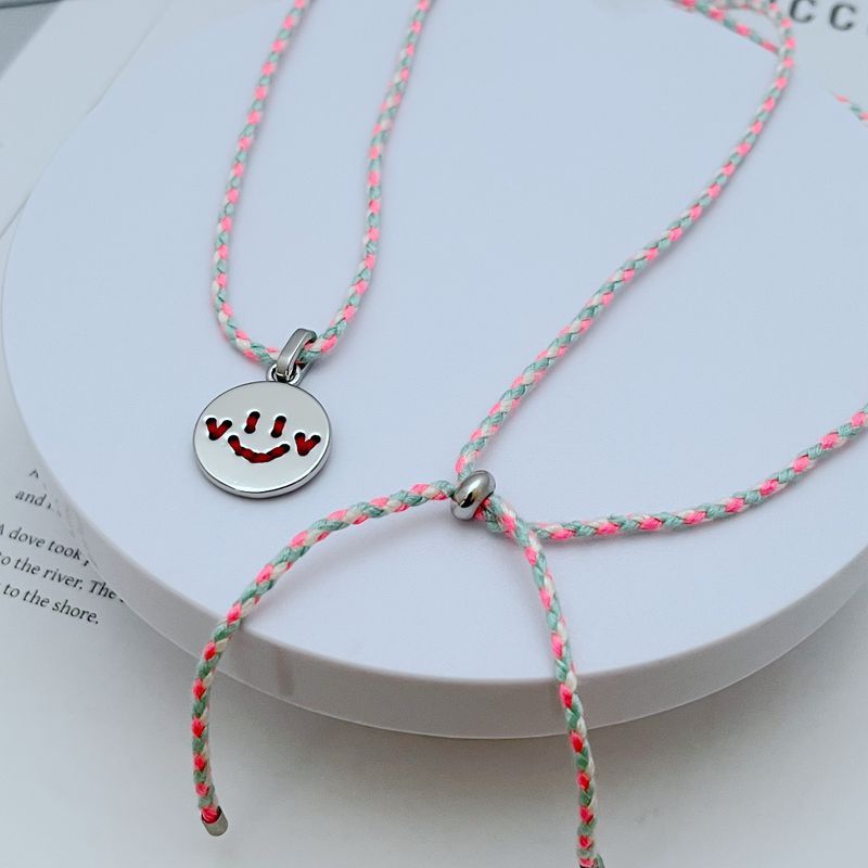New Fashion, Light Luxury, Simple Commuting Temperament, Dopamine Braided Rope, Geometric Smiling Face, Fun Collarbone_ipsvogv.com