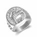Hip hop titanium steel/stainless steel gold plated diamond horse head men's ring_ipsvogv.com