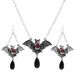 Halloween Bat Jewelry Set Gothic Retro Exaggerated Black Bat Necklace Earring Set Holiday Gift_ipsvogv.com